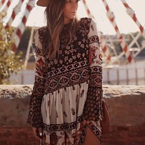 Zara Boho Multicolor Floral Long Sleeve Dress